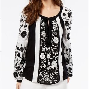 Black and white embroidered top